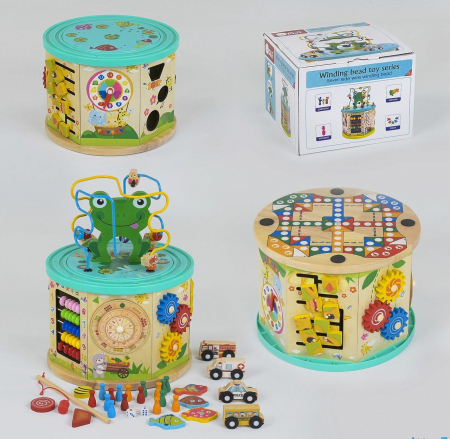 Cub interactiv 9 in 1 Montessori, Broscuta din lemn [5]