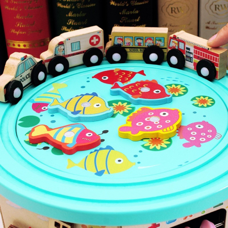 Cub interactiv 9 in 1 Montessori, Broscuta din lemn [6]