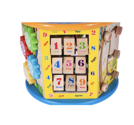 Centru De Activitati Din Lemn 8 In 1 Labirint 3D Sortator Abac Ceas 36x20x25 cm [5]