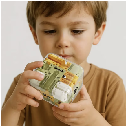 Jocuri si Jucarii - Cub mecanic Puzzle 2 in 1 - Labirint cu bile