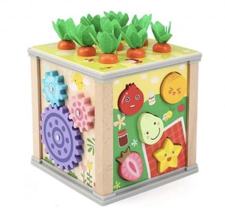 Cub Montessori cu activitati, 6 in 1, Culege morcovii, din lemn [2]