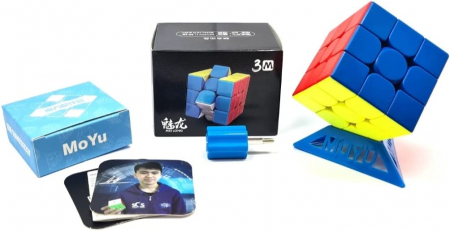 Cub mecanic 3x3x3, 3M Moyu Magnetic Stickerless, cu arc, de viteza Speedcube [14]