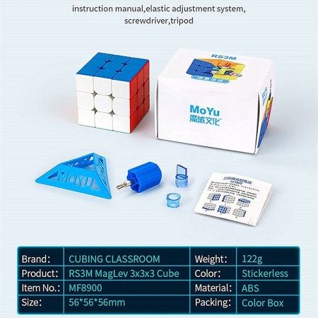 Cub mecanic 3x3x3, 3M Moyu Magnetic Stickerless, cu arc, de viteza Speedcube [16]