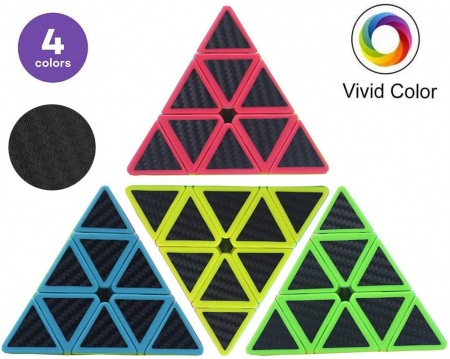 Cub mecanic, forma piramida, antistres, multicolor, Piramix Carbon, Speedcube [7]