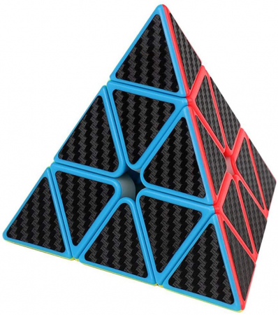Cuburi mecanice - Cub mecanic, forma piramida, antistres, multicolor, Piramix Carbon, Speedcube