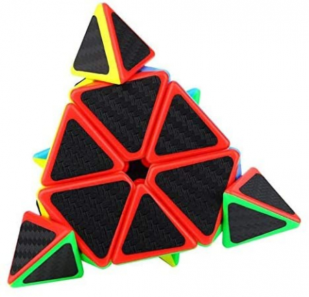 Cuburi mecanice - Cub mecanic, forma piramida, antistres, multicolor, Piramix Carbon, Speedcube