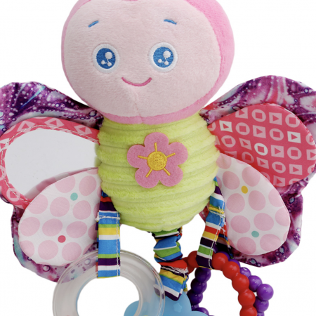 Jucarii pentru bebe - Jucarie Zornaitoare si Dentitie Bebe – Fluturasul roz, din plus