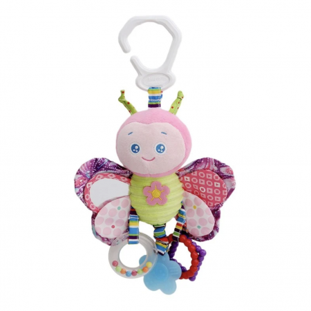 Jucarii pentru bebe - Jucarie Zornaitoare si Dentitie Bebe – Fluturasul roz, din plus