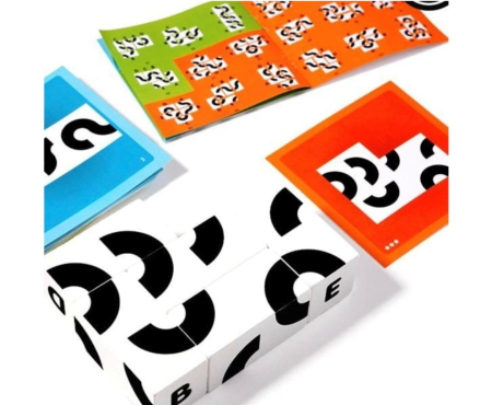 Cuburi Grafice Alb-Negru Montessori, din Lemn – Joc de Logica si Dezvoltare Cognitiva [10]