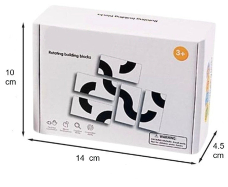 Cuburi Grafice Alb-Negru Montessori, din Lemn – Joc de Logica si Dezvoltare Cognitiva [4]