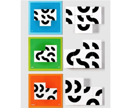 Cuburi Grafice Alb-Negru Montessori, din Lemn – Joc de Logica si Dezvoltare Cognitiva [5]