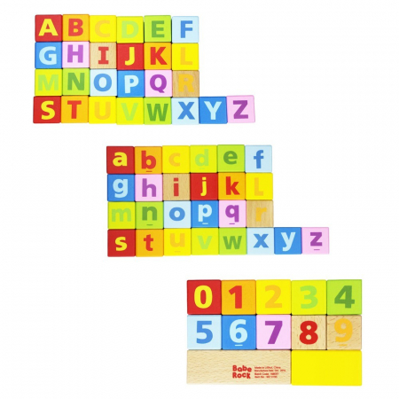 Cutie 80 cuburi cu litere, cifre Count and Spell, din lemn [1]