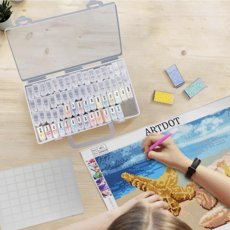 Tablouri pictura pe numere - Cutie depozitare 64 compartimente, pentru pietricele, bijuterii, accesorii mici