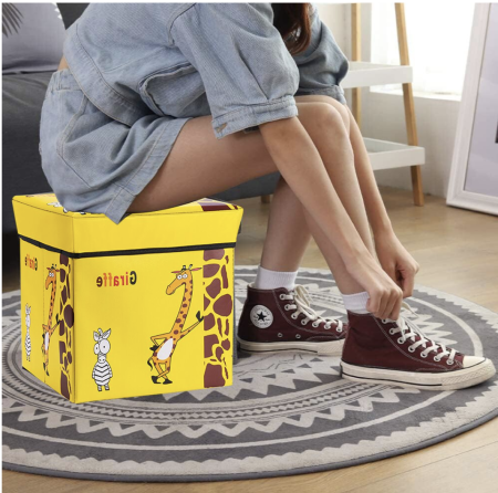 Patuturi si mobilier pentru camera copilului - Cutie depozitare jucarii pliabila, Girafa galbena, 30 × 30 × 30 cm