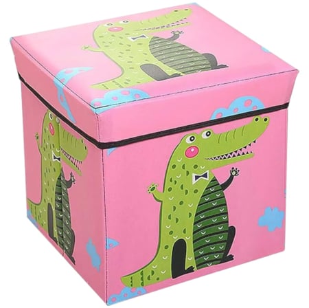 Patuturi si mobilier pentru camera copilului - Cutie depozitare jucarii pliabila, Crocodil roz, 30 x 30 x 30 cm
