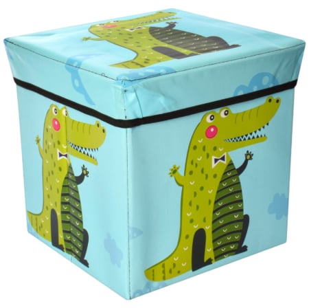 Patuturi si mobilier pentru camera copilului - Cutie depozitare jucarii pliabila, Crocodil bleu, 30 x 30 x 30 cm