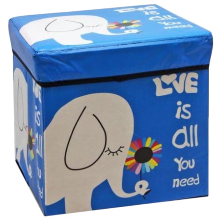 Patuturi si mobilier pentru camera copilului - Cutie depozitare jucarii pliabila, Elefantul albastru, 30 × 30 × 30 cm