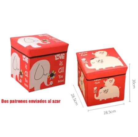 Patuturi si mobilier pentru camera copilului - Cutie depozitare jucarii pliabila, Elefantul rosu, 30 × 30 × 30 cm