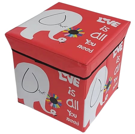 Patuturi si mobilier pentru camera copilului - Cutie depozitare jucarii pliabila, Elefantul rosu, 30 × 30 × 30 cm