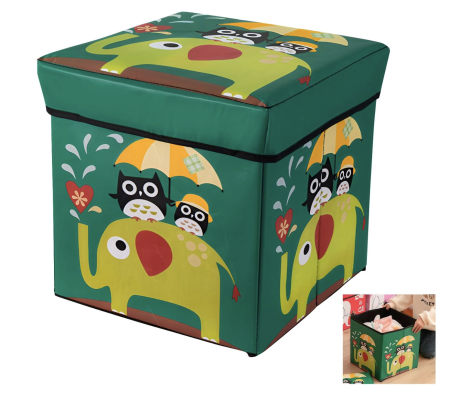 Patuturi si mobilier pentru camera copilului - Cutie depozitare jucarii pliabila, Elefantul verde, 30 × 30 × 30 cm