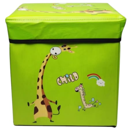 Patuturi si mobilier pentru camera copilului - Cutie depozitare jucarii pliabila, Girafa verde, 31 x 31 x 31 cm
