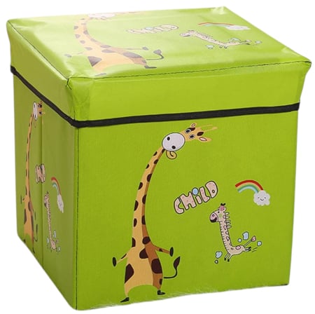 Patuturi si mobilier pentru camera copilului - Cutie depozitare jucarii pliabila, Girafa verde, 31 x 31 x 31 cm