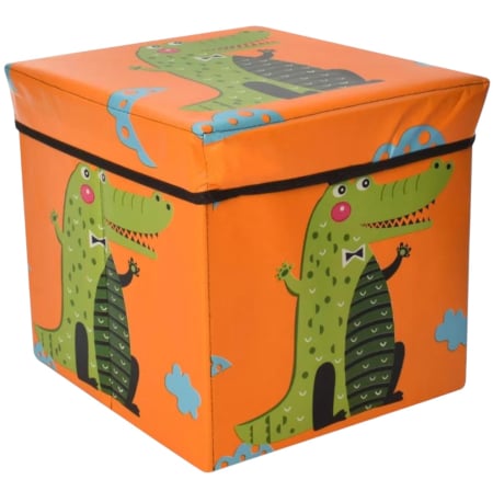 Patuturi si mobilier pentru camera copilului - Cutie depozitare jucarii pliabila, Crocodil portocaliu, 30 x 30 x 30 cm