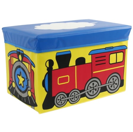 Patuturi si mobilier pentru camera copilului - Cutie depozitare jucarii pliabila, Locomotiva, 50 x 31 x 31 cm