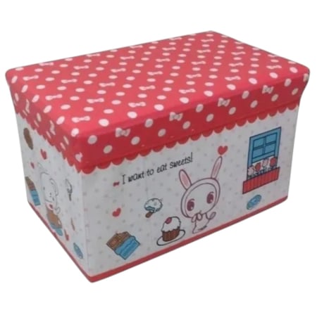 Patuturi si mobilier pentru camera copilului - Cutie depozitare jucarii pliabila, Dulciuri alb, 50 x 31 x 31 cm