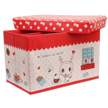 Patuturi si mobilier pentru camera copilului - Cutie depozitare jucarii pliabila, Dulciuri alb, 50 x 31 x 31 cm
