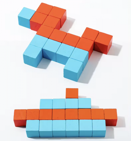 Cutiuta de invatare 3D, cu 50 carduri si cuburi, din lemn [6]