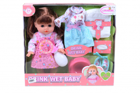 Papusi: bebelusi si personaje din desene animate - Set Papusa cu olita si accesorii, cu haine de schimb, cu sunete
