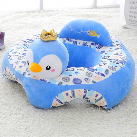 Fotolii din plus pentru copii - Fotoliu Baby Smile Animalute Invat Sa Stau In Fundulet 45 cm, Pinguinul bleu