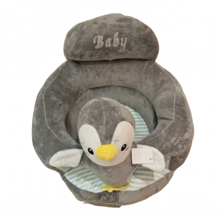 Fotoliu bebe cu spatar si suport de picioare - Pinguinul gri [5]