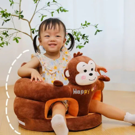 Fotolii din plus pentru copii - Fotoliu bebe cu spatar si suport de picioare - Maimutica Maro Happy Day