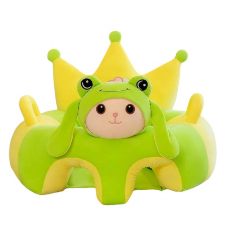 Fotolii din plus pentru copii - Fotoliu bebe cu spatar si suport de picioare Royal Crown Baby Frog, Broscuta verde