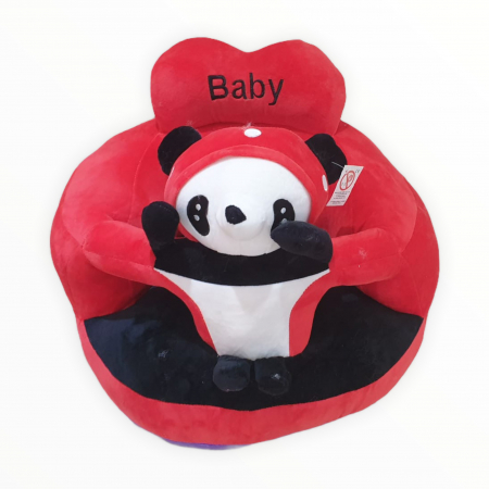 Fotolii din plus pentru copii - Fotoliu bebe cu spatar si suport de picioare - Panda rosu
