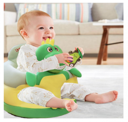 Fotoliu bebe cu spatar si suport de picioare - Dinozaurul verde [3]