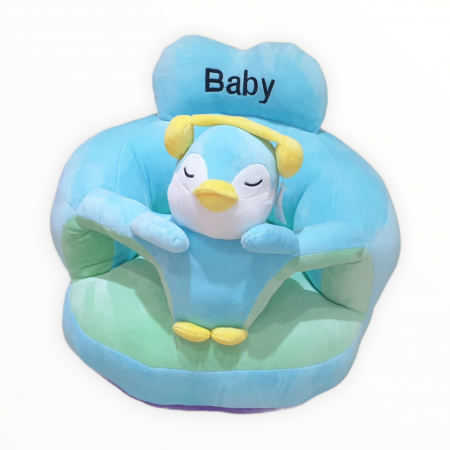 Fotoliu bebe cu spatar si suport de picioare - Pinguinul Dj bleu [0]