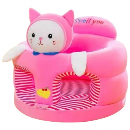 Fotolii bebelusi - Fotoliu bebe cu spatar si suport de picioare - Pisicuta roz