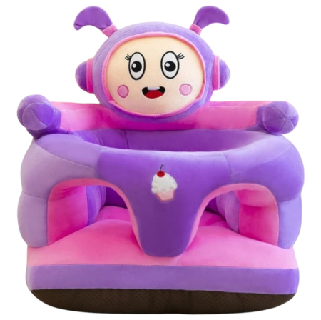 Fotolii din plus pentru copii - Fotoliu bebe cu spatar si suport de picioare - Robotelul roz, din plus