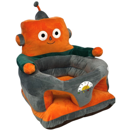 Fotolii bebelusi - Fotoliu bebe cu spatar si suport de picioare - Robotelul gri cu portocaliu, din plus
