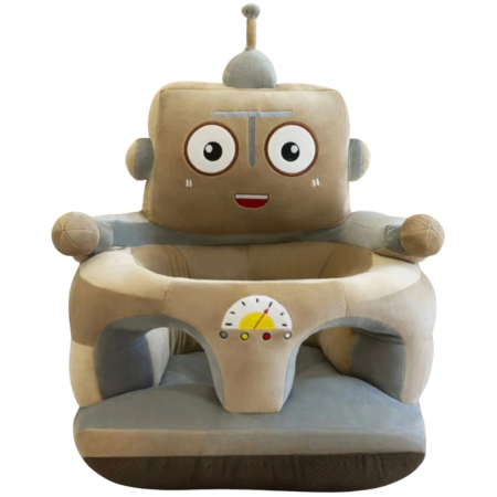 Fotolii bebelusi - Fotoliu bebe cu spatar si suport de picioare - Robotelul crem, din plus