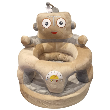 Fotolii bebelusi - Fotoliu bebe cu spatar si suport de picioare - Robotelul crem, din plus