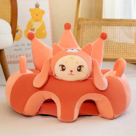 Fotolii din plus pentru copii - Fotoliu bebe cu spatar si suport de picioare Royal Crown Baby Cat, Pisicuta Corai