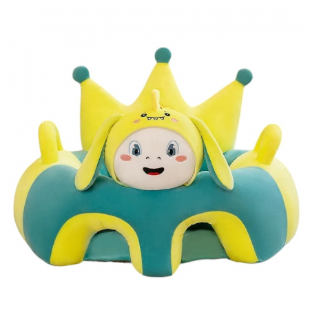 Fotolii din plus pentru copii - Fotoliu bebe cu spatar si suport de picioare Royal Crown Happy Dino Baby, verde