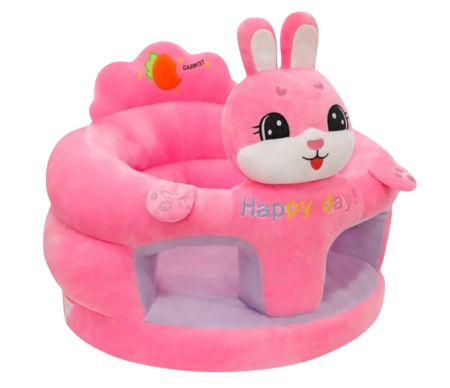 Fotolii bebelusi - Fotoliu bebe cu spatar si suport de picioare - Iepurasul roz Happy Day