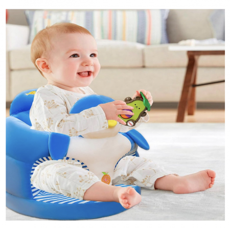 Fotoliu bebe cu spatar si suport de picioare - Pinguinul albastru cu alb [2]