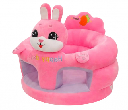 Fotolii bebelusi - Fotoliu bebe cu spatar si suport de picioare - Iepurasul roz Happy Day