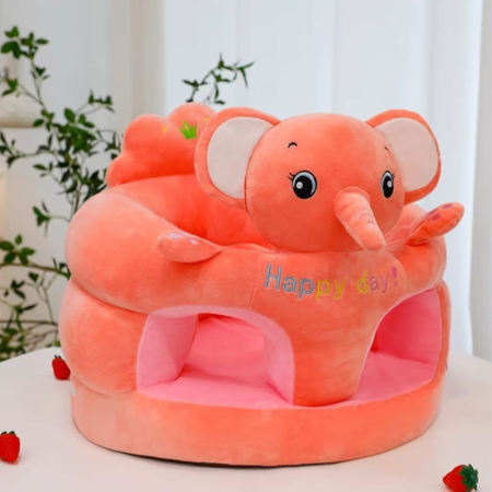 Fotolii bebelusi - Fotoliu bebe cu spatar si suport de picioare - Elefantica Roz Happy Day